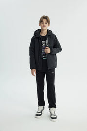 Chaqueta Niño Con Gorro Negro