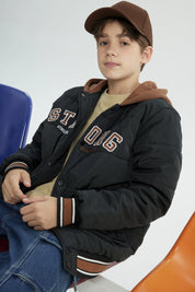 Parka Niño Con Gorro Negro