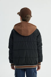 Parka Niño Con Gorro Negro