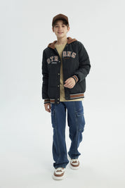 Parka Niño Con Gorro Negro