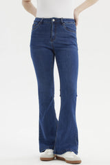 Jeans Flare Vale Mujer Azul Oscuro