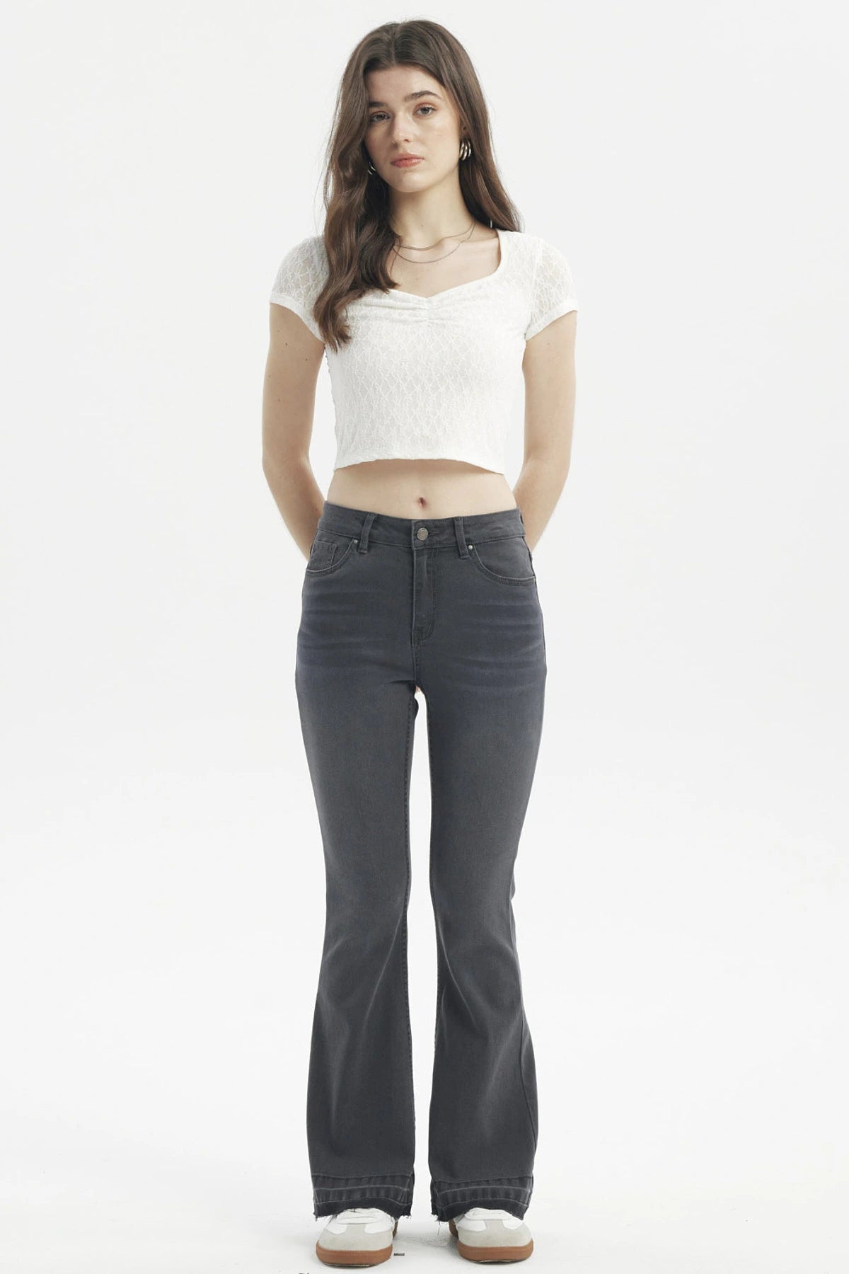 Jeans Mujer Flare Basta Gris