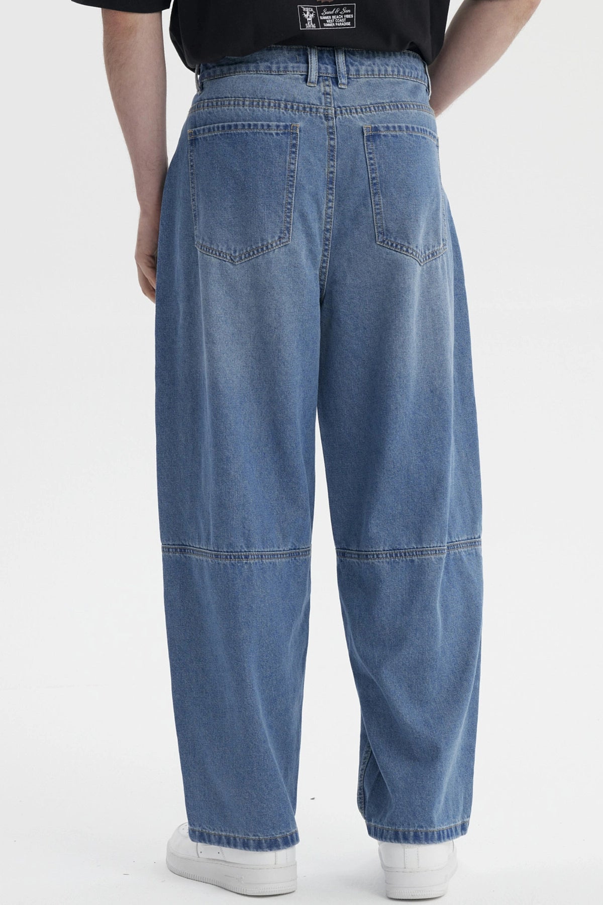 Jeans Hombre Baggy Panel Moto Azul