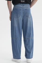 Jeans Hombre Baggy Panel Moto Azul