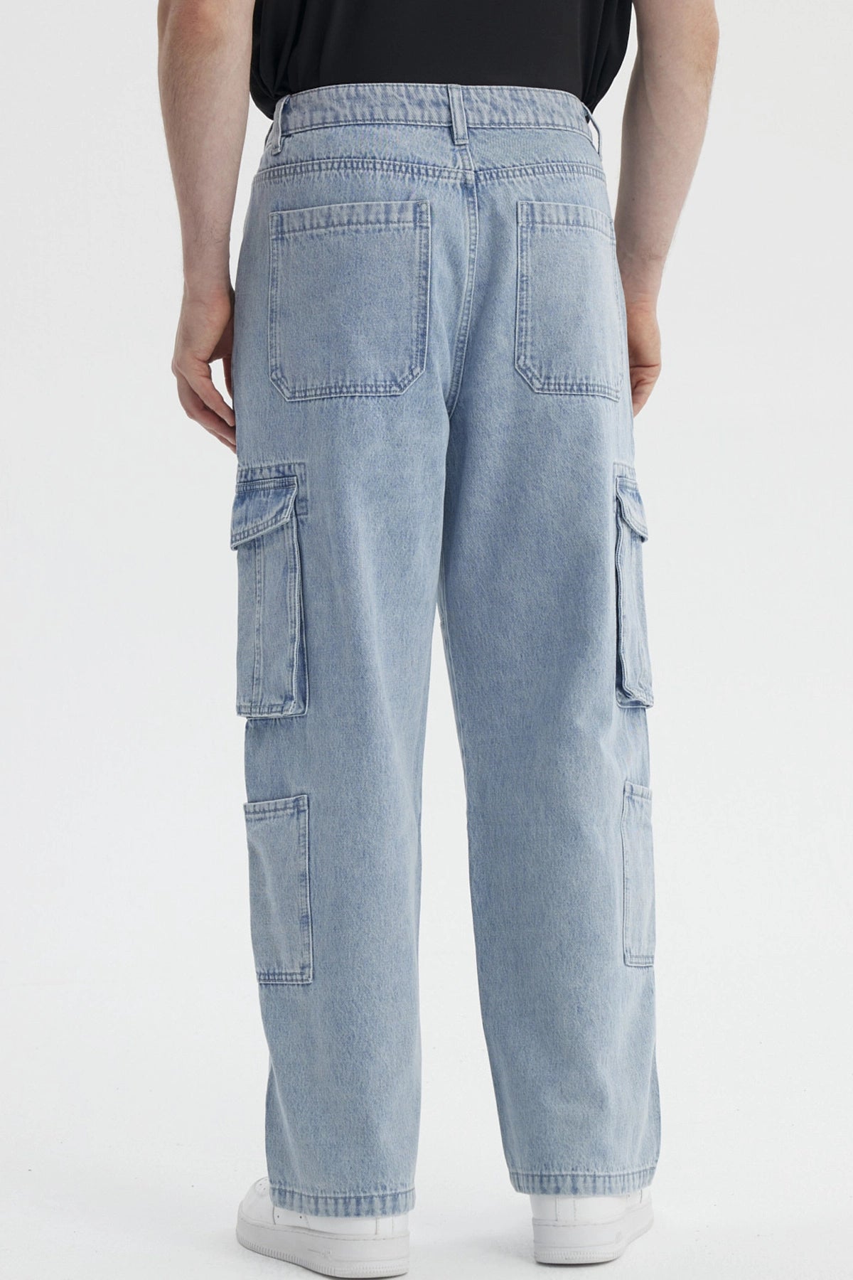 Jeans Hombre Baggy Cargo Moto Azul