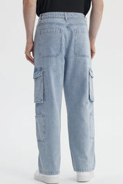 Jeans Hombre Baggy Cargo Moto Azul
