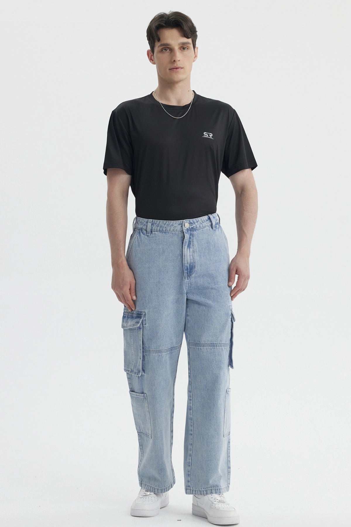 Jeans Hombre Baggy Cargo Moto Azul