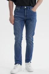 Jeans Slim Lavado Hombre Azul