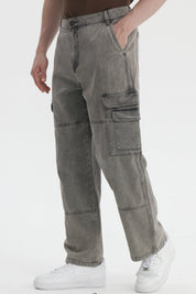 Jeans Hombre Baggy Cargo Moto Gris Claro