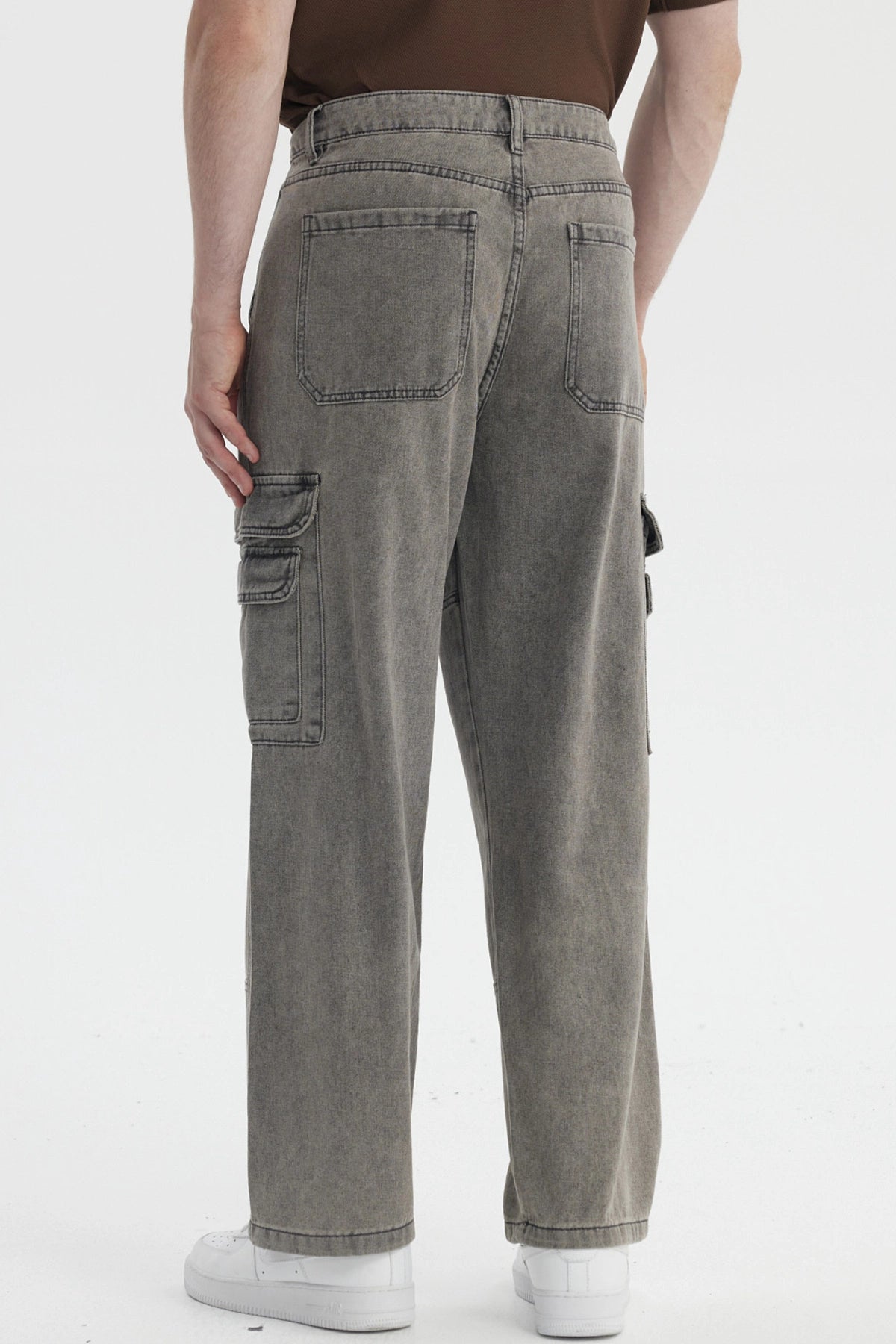 Jeans Hombre Baggy Cargo Moto Gris Claro