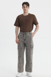 Jeans Hombre Baggy Cargo Moto Gris Claro