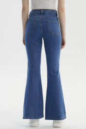 Jeans Mujer Flare Linea Curva Azul