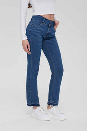 Jeans Mujer Recto Push Up Azul
