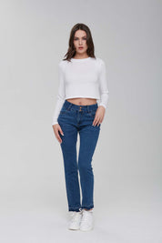 Jeans Mujer Recto Push Up Azul