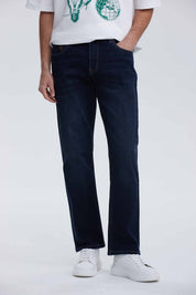 Jeans Hombre Recto Focalizado Azul Oscuro