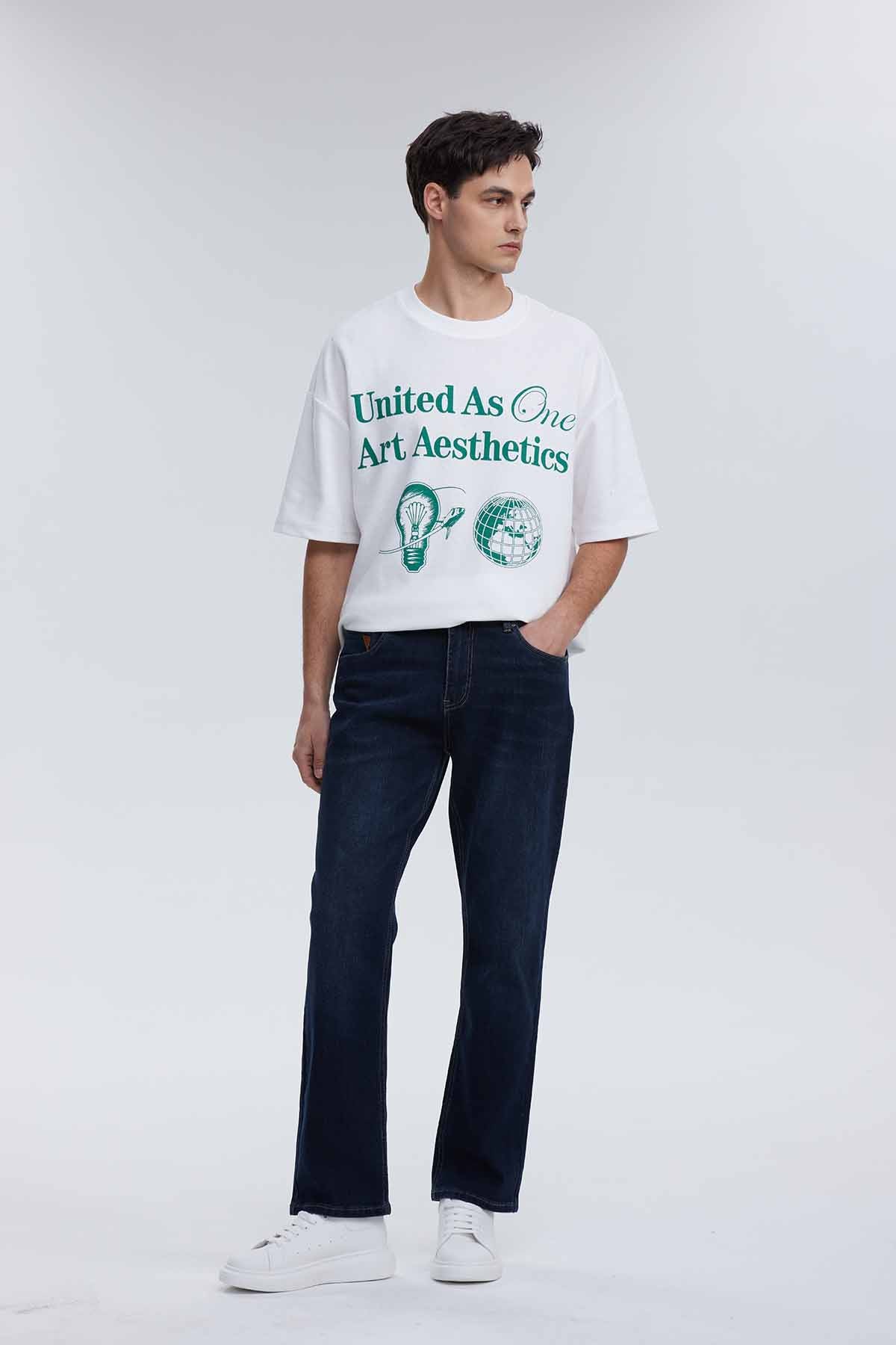 Jeans Hombre Recto Focalizado Azul Oscuro