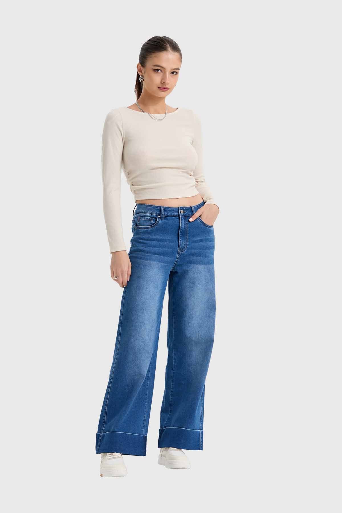 Jeans Mujer Wide Leg Basta Azul