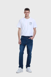 Jeans Hombre Slim Con Polar Azul