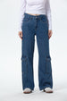 Jeans Mujer Wide Leg Cargo B Azul