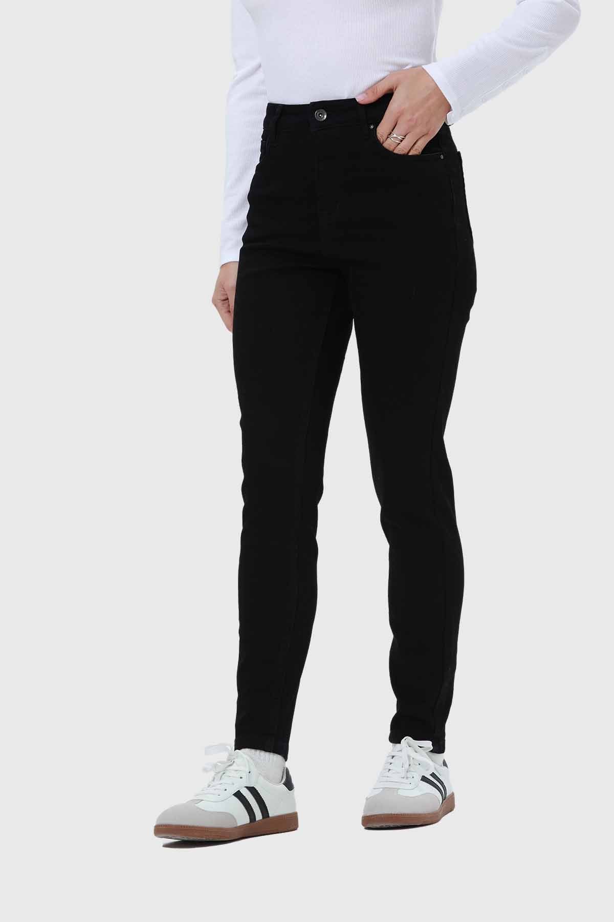 Jeans Mujer Skinny Con Polar Negro