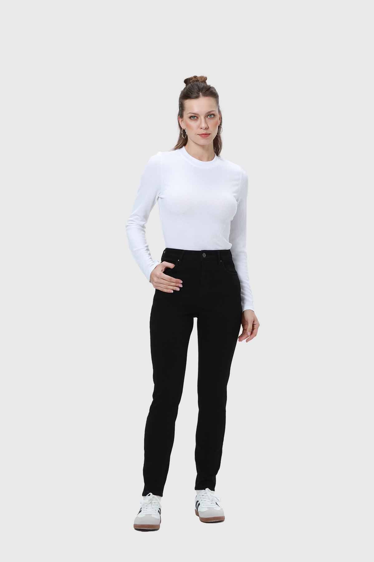 Jeans Mujer Skinny Con Polar Negro