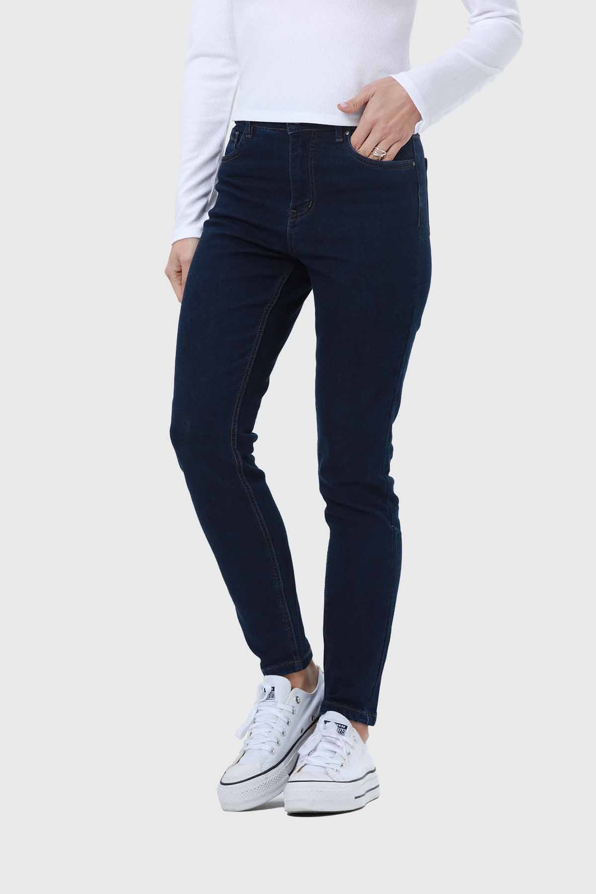 Jeans Mujer Skinny Con Polar Azul