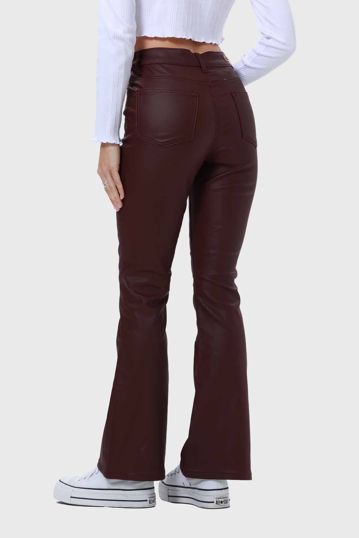 Jeans Mujer Flare Engomado Chocolate