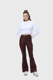 Jeans Mujer Flare Engomado Chocolate