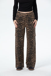 Jeans Mujer Wide Leg Cargo A Café