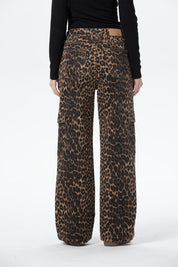 Jeans Mujer Wide Leg Cargo A Café