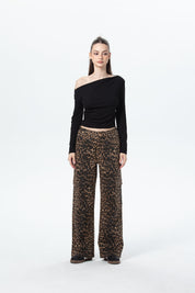 Jeans Mujer Wide Leg Cargo A Café