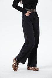 Jeans Mujer Cintura Calce Recto Negro