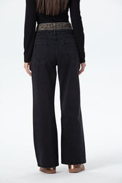 Jeans Mujer Cintura Calce Recto Negro