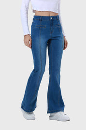 Jeans Mujer Flare Linea Push Azul