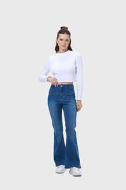Jeans Mujer Flare Linea Push Azul