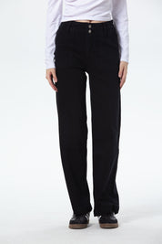 Jeans Mujer Bolsillo Calce Recto Negro