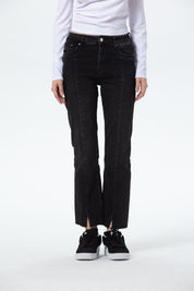 Jeans Mujer Slim Linea Abertura Gris