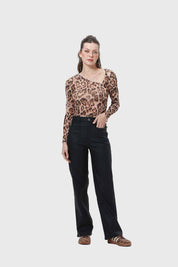 Jeans Mujer Engomado Calce Recto Negro