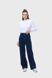 Jeans Mujer Lavado Calce Recto Azul