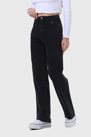 Jeans Mujer Lavado Calce Recto Negro
