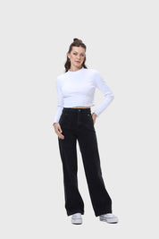 Jeans Mujer Lavado Calce Recto Negro