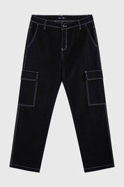 Jeans Hombre Cargo Costura Negro