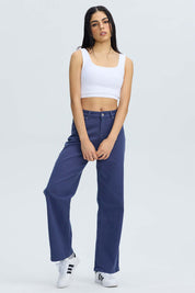 Jeans Mujer Calce Recto Azul Oscuro