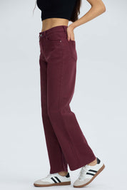 Jeans Mujer Calce Recto Burdeo