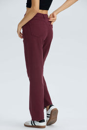 Jeans Mujer Calce Recto Burdeo