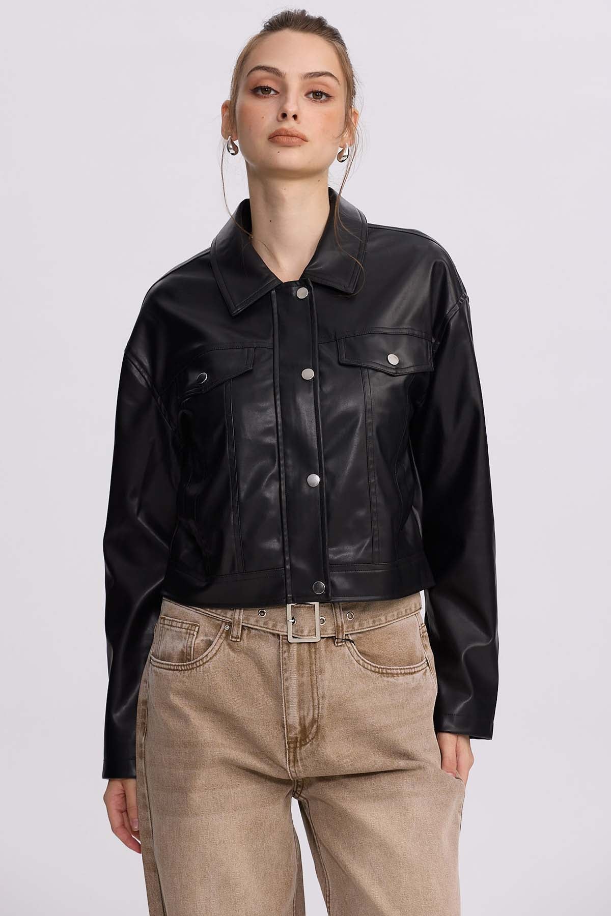 Chaqueta Mujer Overshirt Negro
