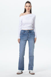 Jeans mujer flo calce recto azul