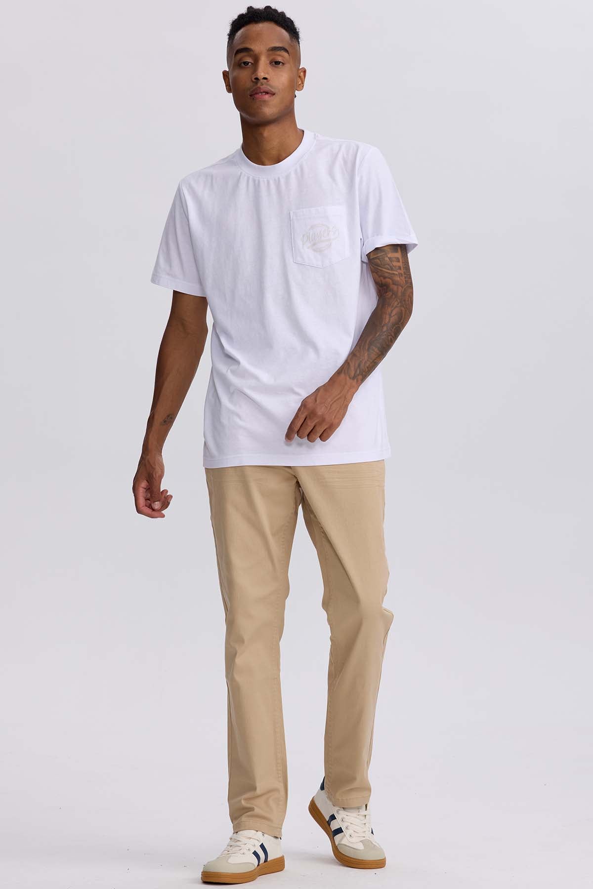 Jeans hombre slim color beige, algodón, diseño moderno.