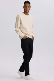 Jeans Hombre Slim Color Negro de denim elástico