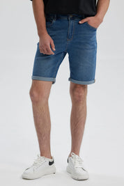 Bermuda Hombre Básica Roll Up Azul